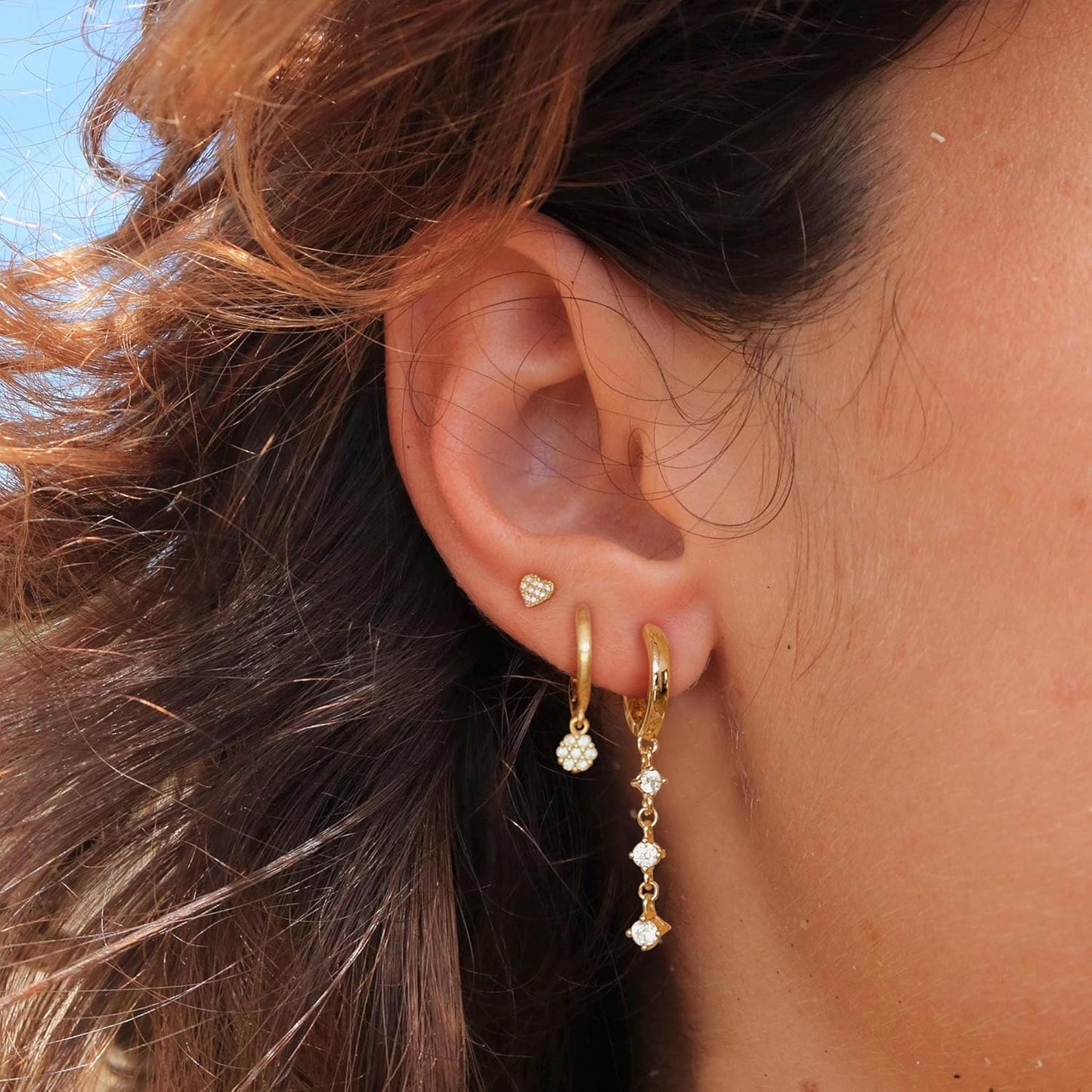 14K Gold Plated Butterfly Dangle Earrings for Women - Dainty, Trendy, CZ Drop Earrings - Simple Long Dangling Jewelry