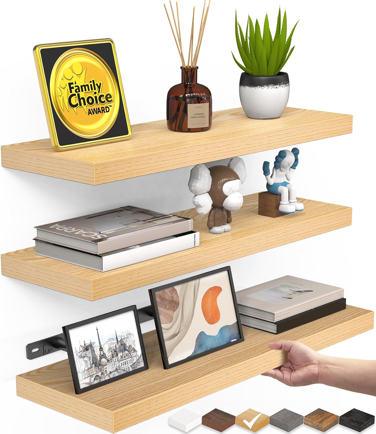 Floating Shelves for Wall, Wall Mounted Rustic Wood Shelves Books/Storage/Room Decor