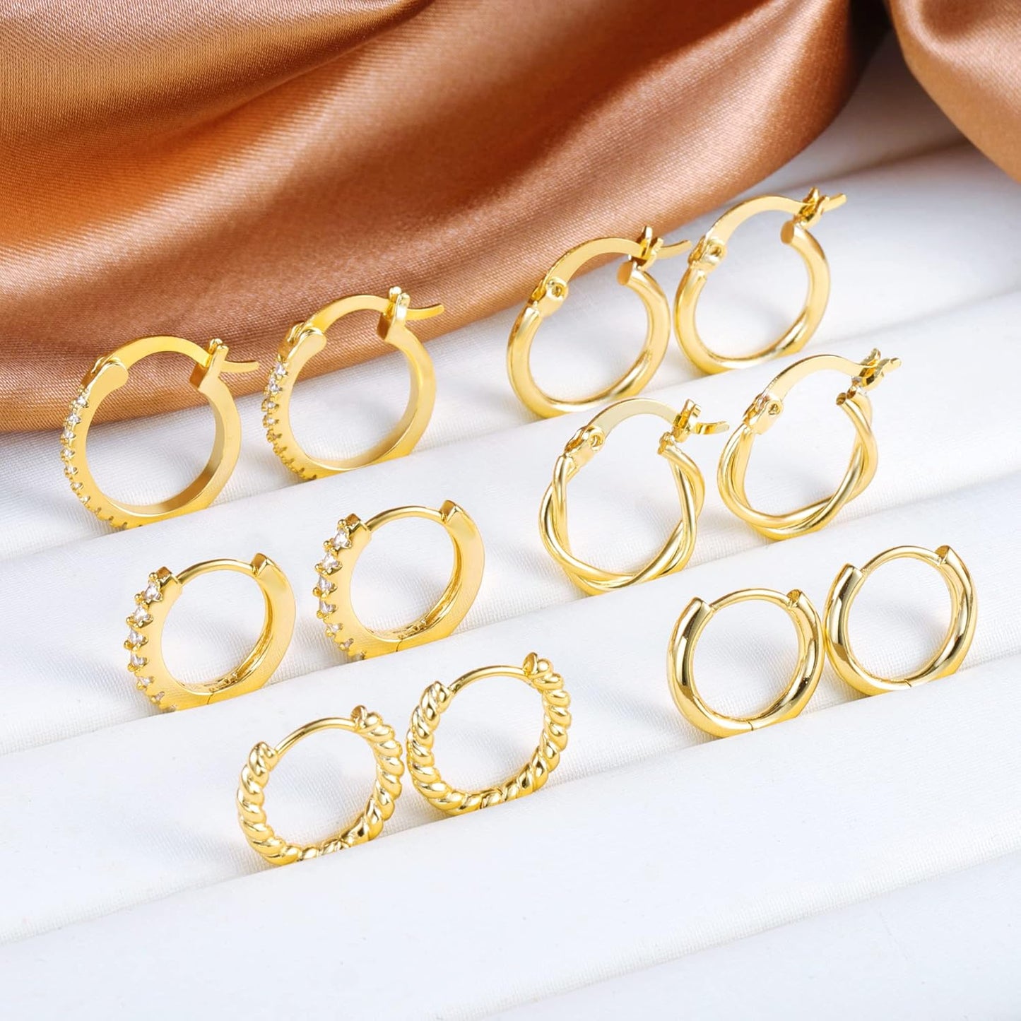 3 Pairs Small Huggie Hoop Earrings Set 14K Gold Hypoallergenic Lightweight Huggie Hoops Earrings for Women Girls