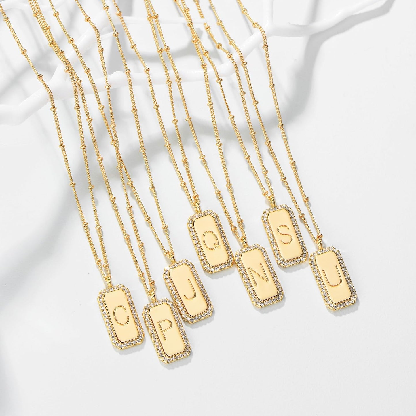 14K Gold Plated Initial Necklace - Layered Name Choker for Women, Trendy Dainty Jewelry Gift