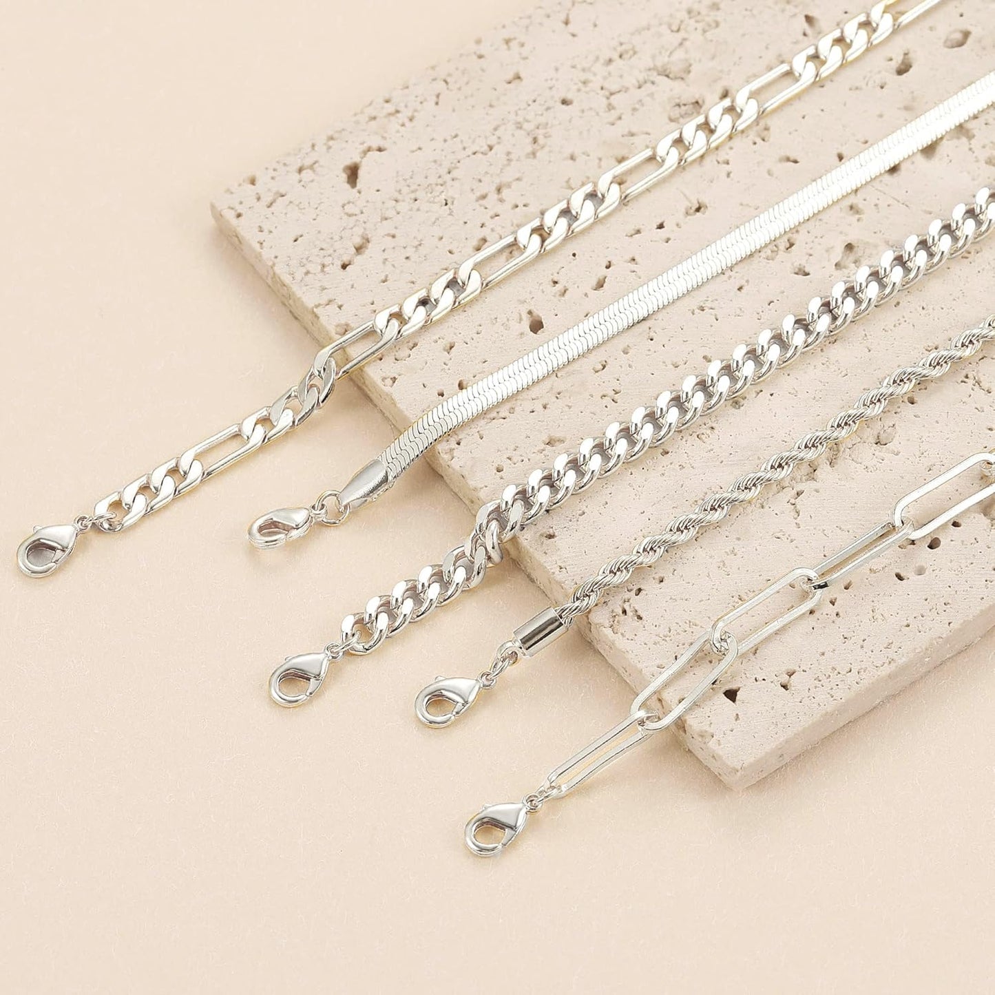 Gold Bracelets for Women Waterproof, 14K Real Gold Jewelry Sets Trendy Thin Dainty Stackable Cuban Link Paperclip