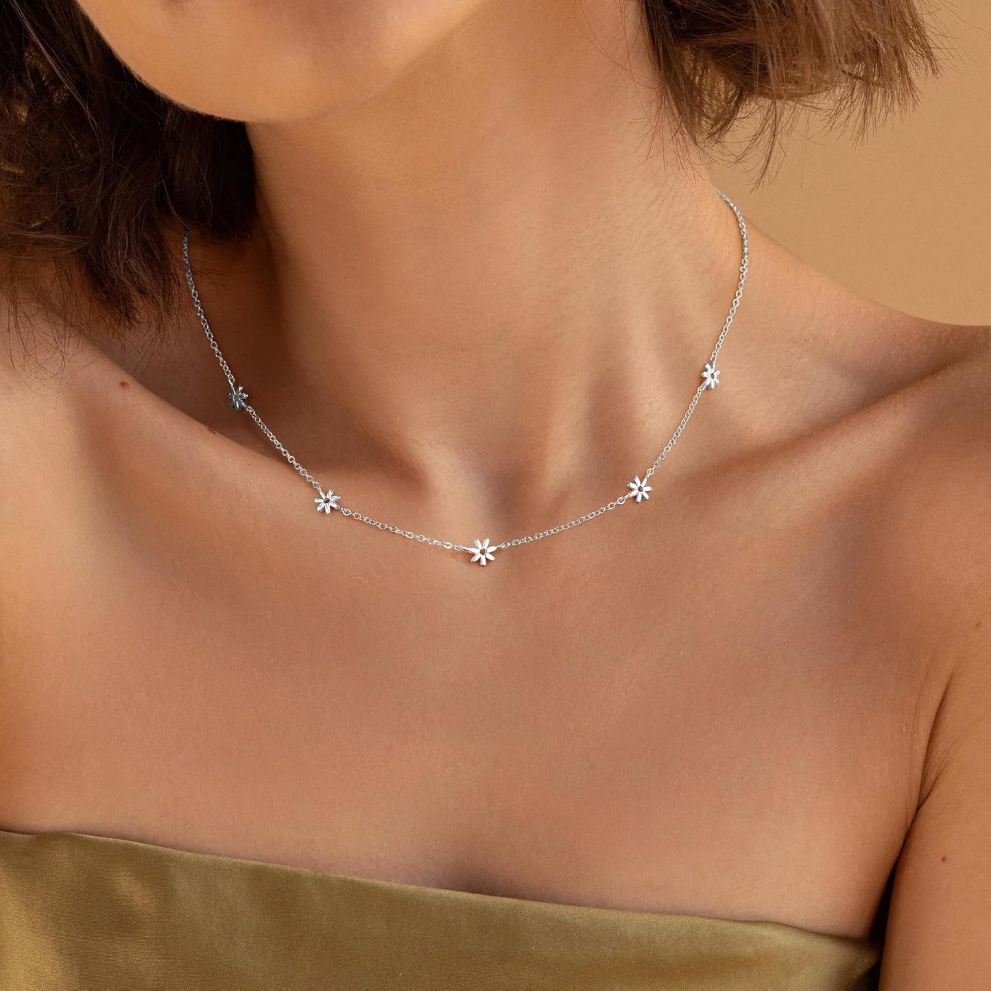 14K Gold Plated Charm Choker Necklace with Pearl & Clover, Cubic Zirconia Dainty Trendy Jewelry Gift for Women