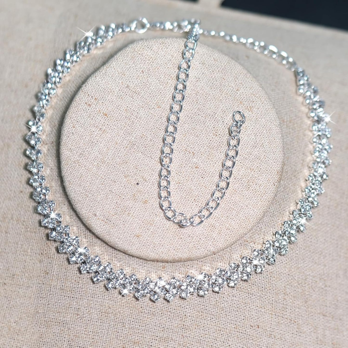 Silver Rhinestone Choker Necklace for Women, Sparkly Crystal Diamond Choker for Party Prom Wedding Jewelry Accessories