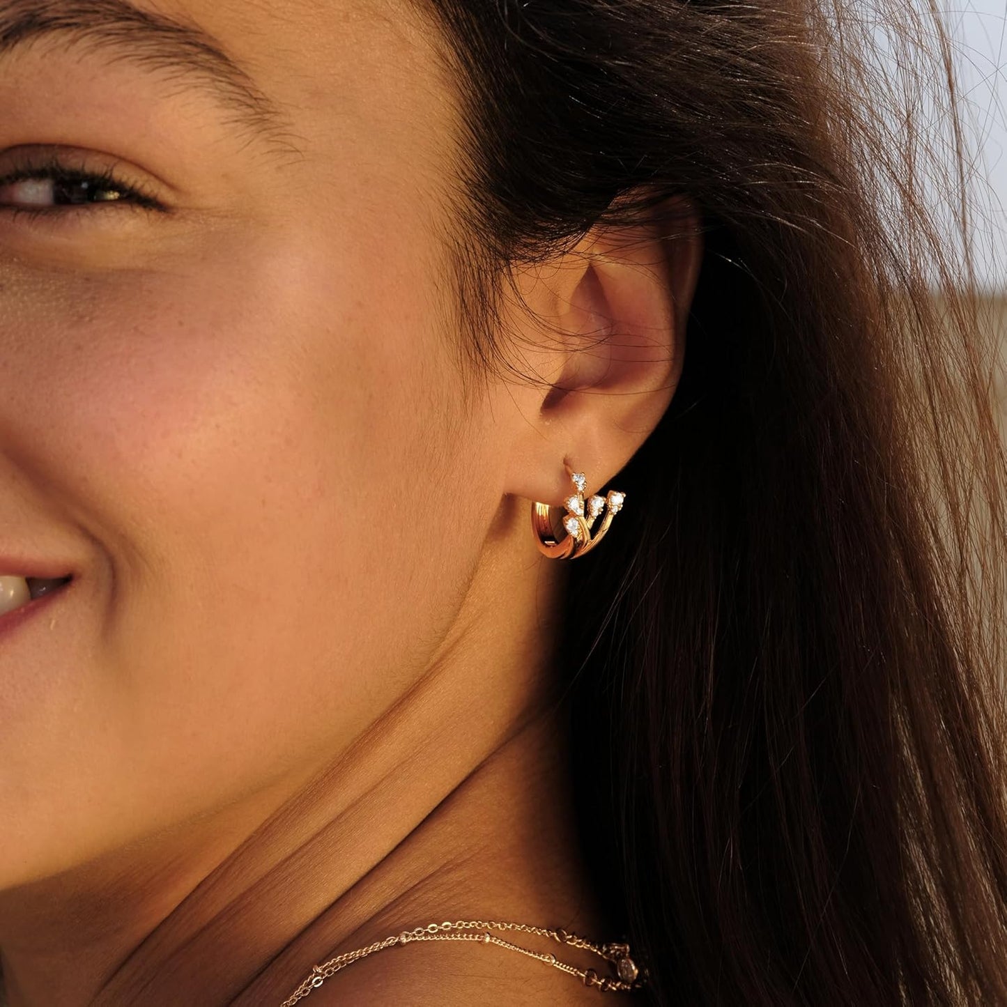 Cubic Zirconia Huggie Earrings 14k Gold Plated Tiny Earrings Small Huggie Hoop Earrings Simple Lightweight Hoops Gift for Women