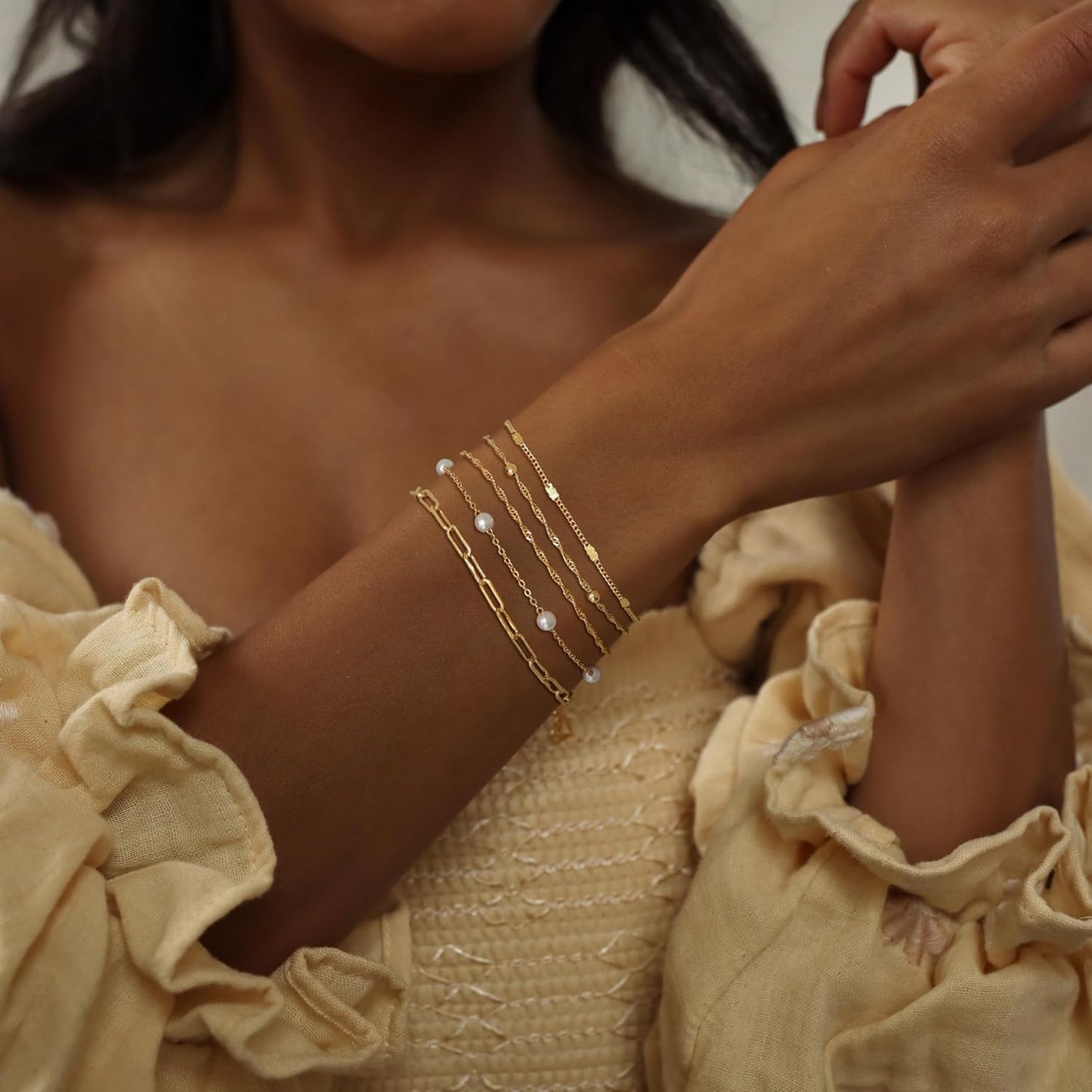 Gold Bracelets for Women Non Tarnish, 14K Gold Plated Chunky Cuff Bracelet Gold Bangles Bracelet for Women Trendy