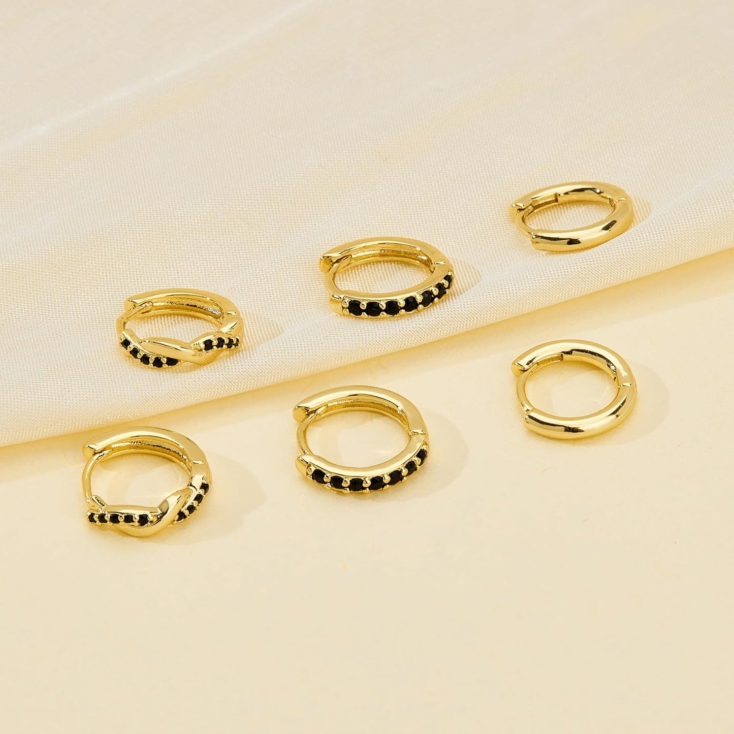 Inerney Gold Huggie Hoop Earrings Set for Women, Dainty Small Sterling Silver Earring Stacks Hypoallergenic Jewelry for Multiple Piercings