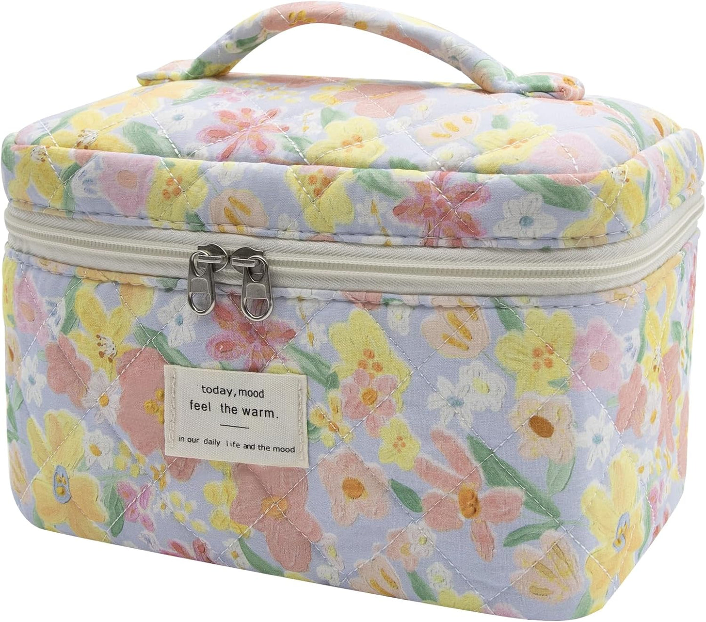Large Makeup Bag, Cute Cosmetic Bag for Women Girls, Floral Coquette Aesthetic Toiletry Bag, Travel Make Up Organizer Bag (BDLH)