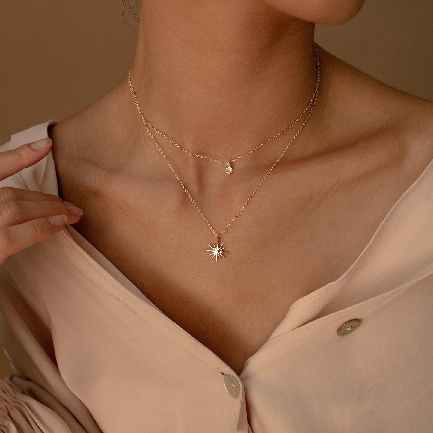 Dainty Diamond Necklace: 14K Gold/Silver Plated CZ Choker, Sterling Silver Women's Trendy Jewelry Gift