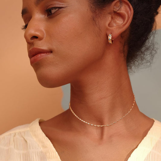 14K Gold Plated Satellite Choker - Delicate Layered Necklace for Women, Minimalist Stackable Jewelry