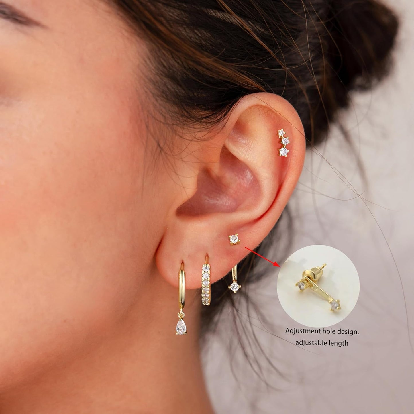 Gold Hoop Earrings for Women Trendy,14K Real Gold Plated Cute Stud Earrings Small Huggie Hoop Earrings non tarnish Jewelry for Women