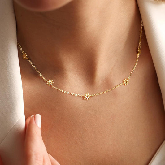 14K Gold Plated Charm Choker Necklace with Pearl & Clover, Cubic Zirconia Dainty Trendy Jewelry Gift for Women