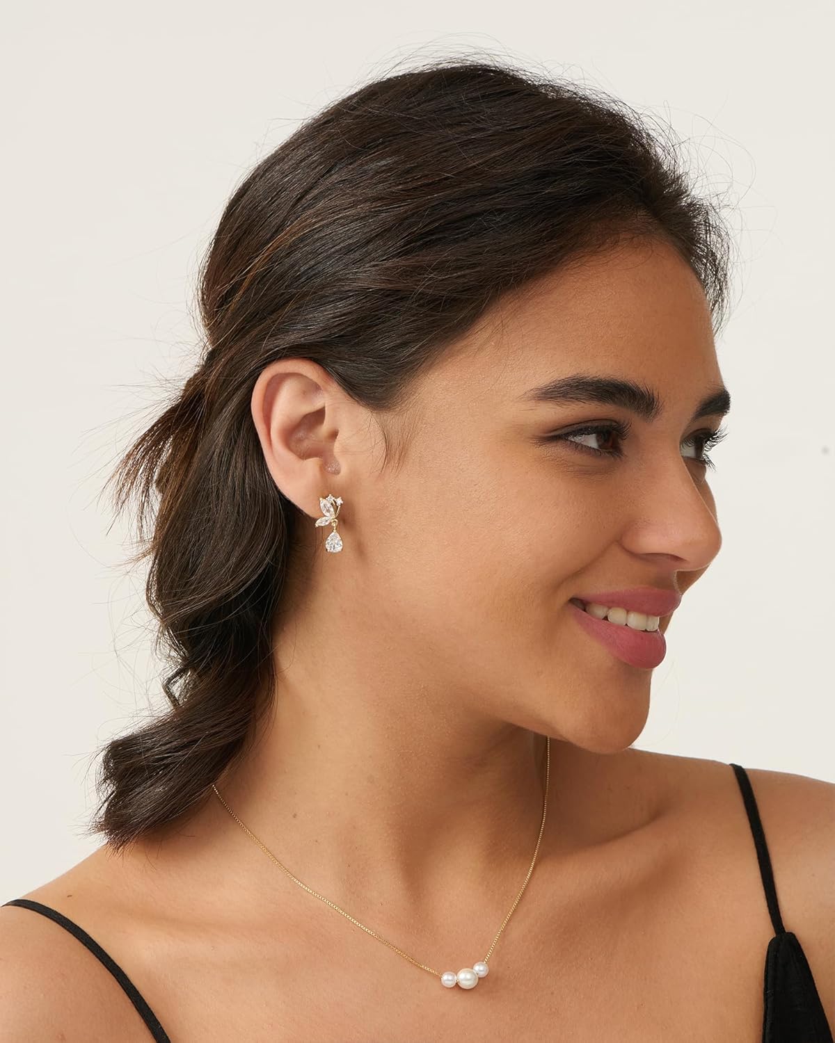 Cubic Zirconia Earrings - 14K Gold Plated Cubic Zirconia CZ Wedding Earrings for Women Bridal Bridesmaid