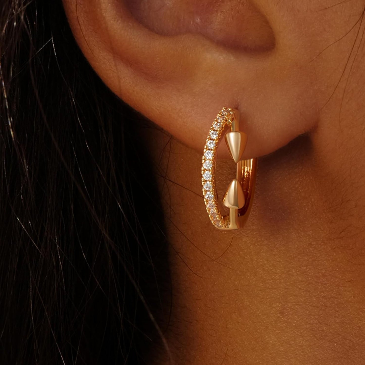 Cubic Zirconia Huggie Earrings 14k Gold Plated Tiny Earrings Small Huggie Hoop Earrings Simple Lightweight Hoops Gift for Women