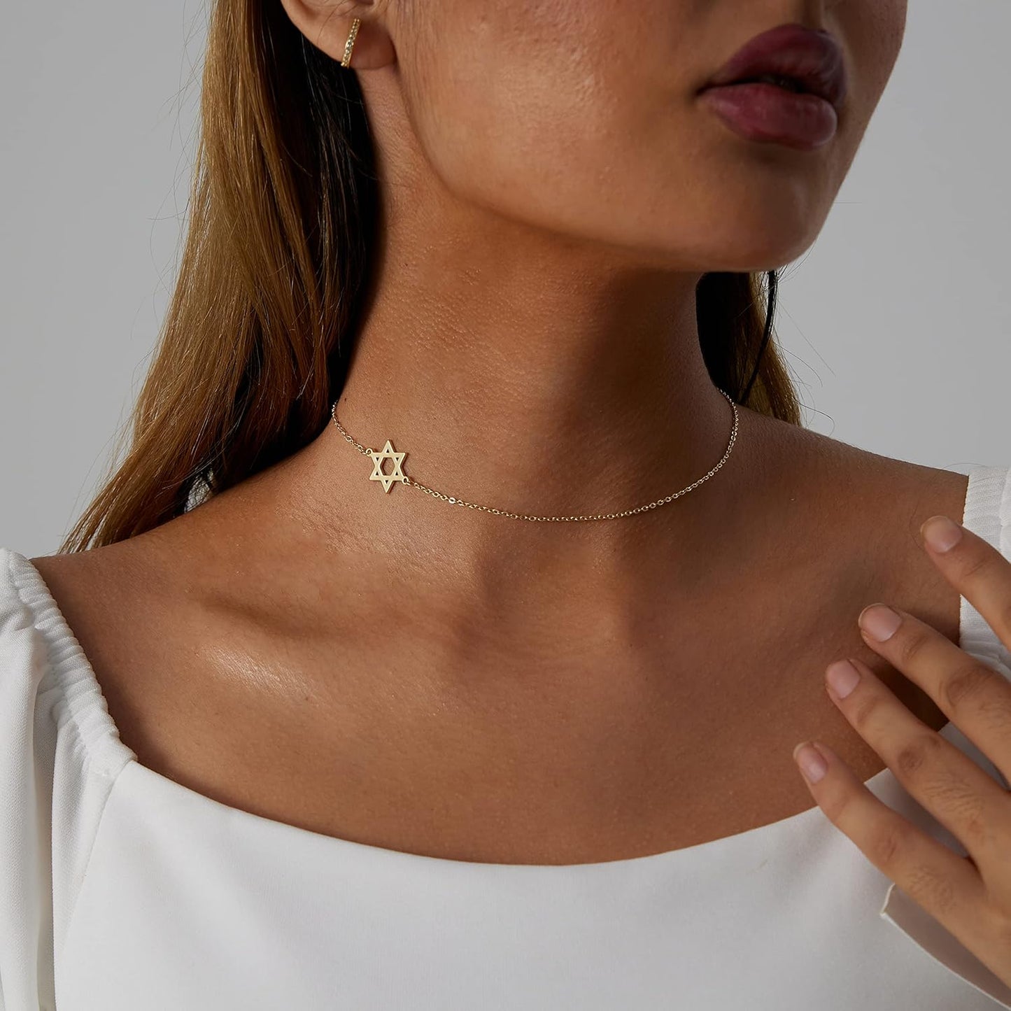 ASCOMY Dainty Gold Pendant Necklace 14k Gold Plated Delicate Tiny Love Heart Star CZ Leaf Pendant Necklace Simple Necklaces Everyday Jewelry for Women