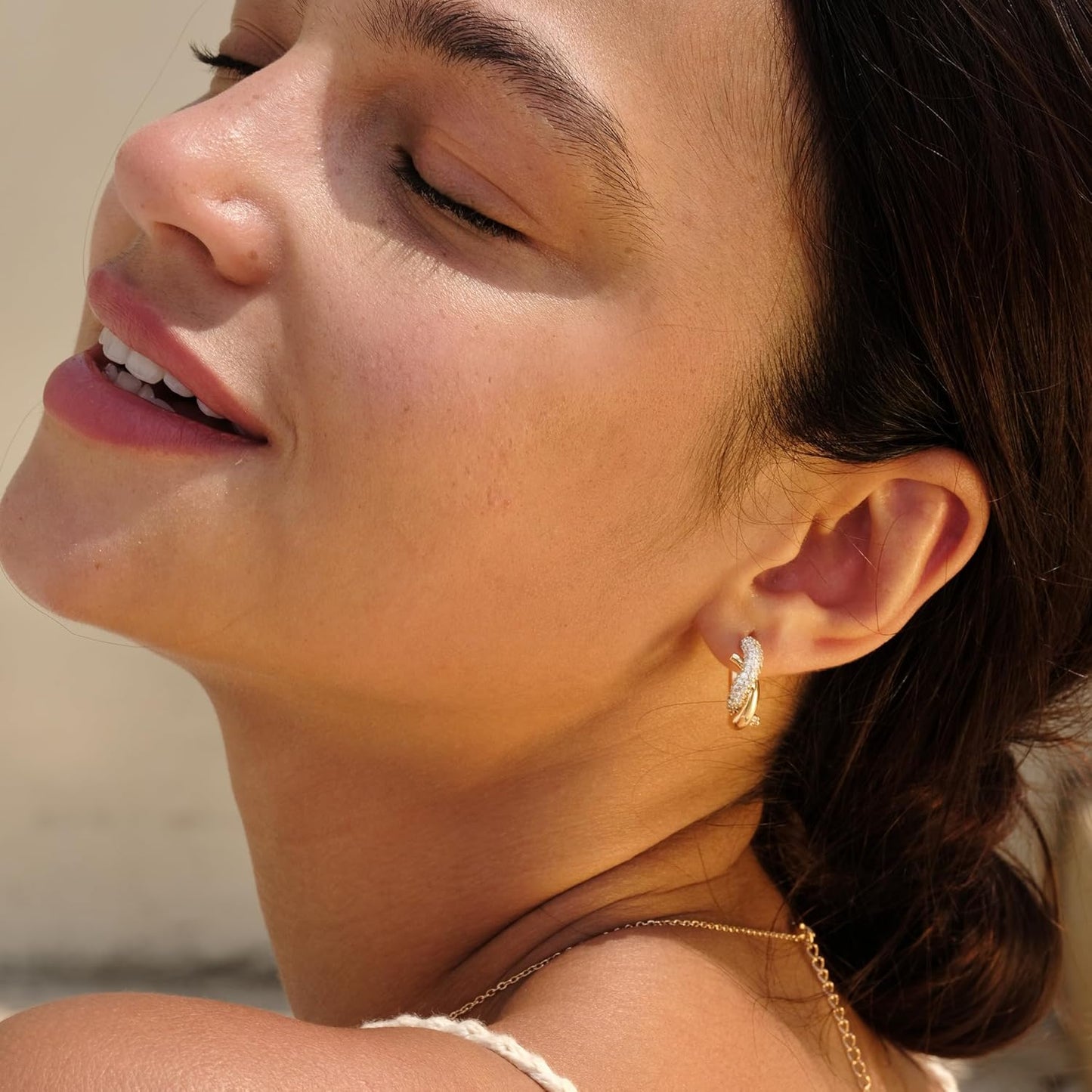 Cubic Zirconia Huggie Earrings 14k Gold Plated Tiny Earrings Small Huggie Hoop Earrings Simple Lightweight Hoops Gift for Women