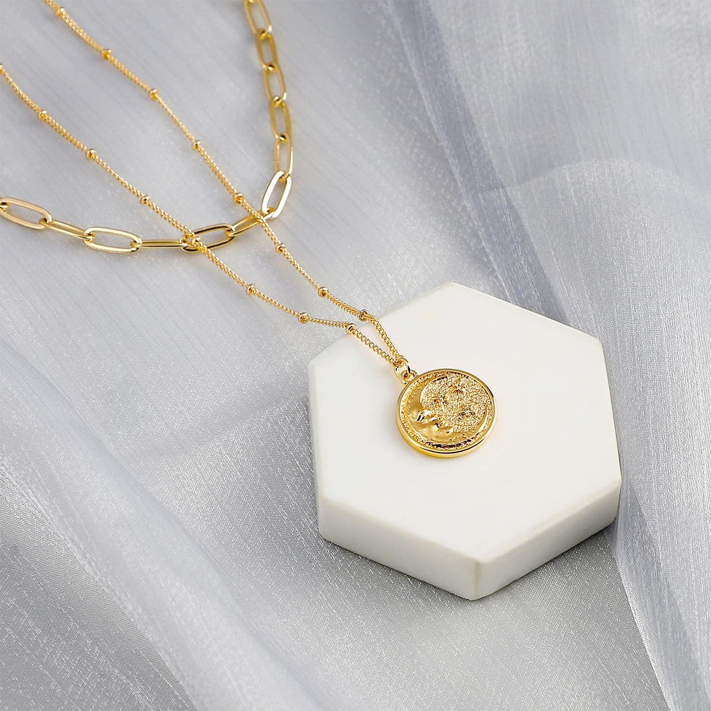 Layered Heart Necklace, Handmade 18K Gold Plated Dainty Choker With Arrow Bar Pendant for Women