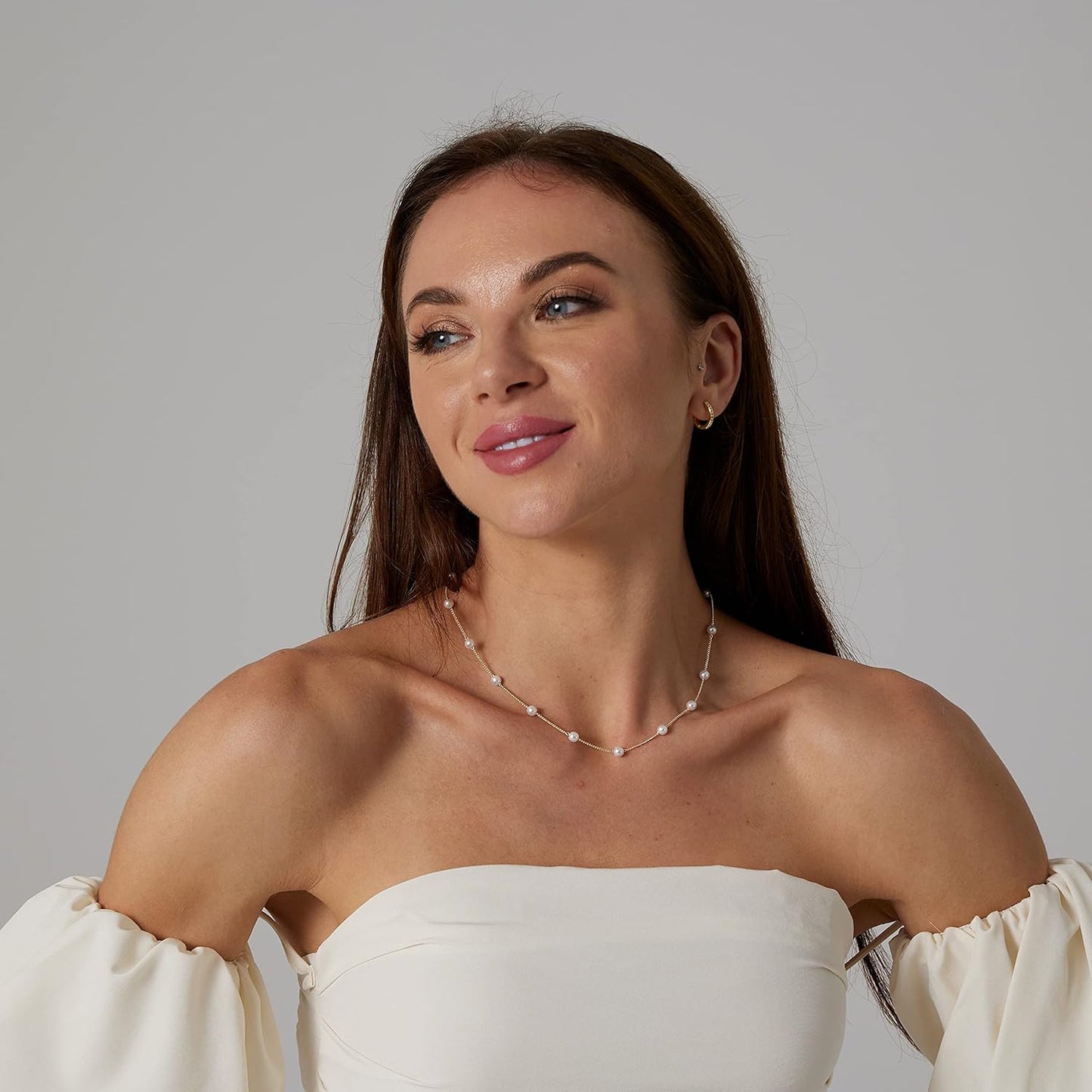 Dainty Handmade Layered Pearl Necklace: 14K Gold Plated Pendant & Chain for Women, Everyday Elegant Jewelry Gift