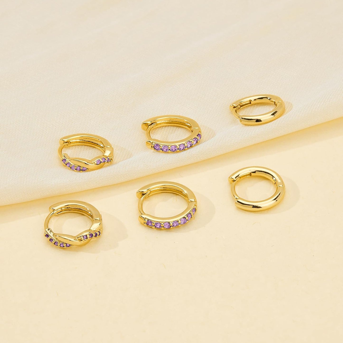 Inerney Gold Huggie Hoop Earrings Set for Women, Dainty Small Sterling Silver Earring Stacks Hypoallergenic Jewelry for Multiple Piercings