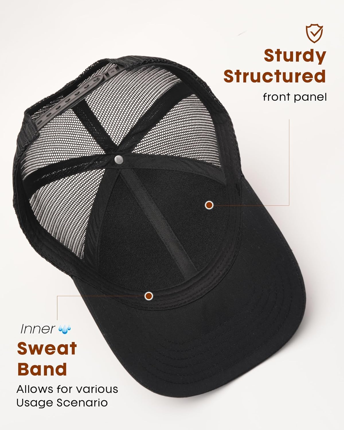 Mens Trucker Hat Structured Mesh Baseball Cap Adjustable Classic Mens Hat
