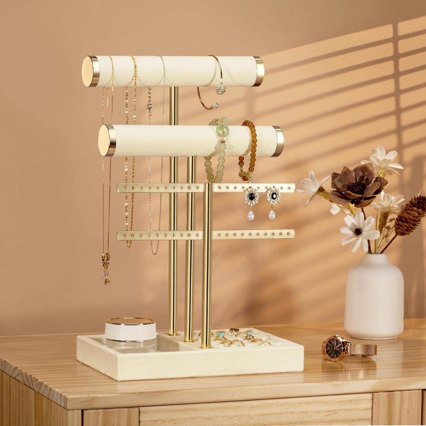3 Tier Bracelet Holder Display - Detachable T Bar Bracelet Holder, Jewelry Holder Organizer