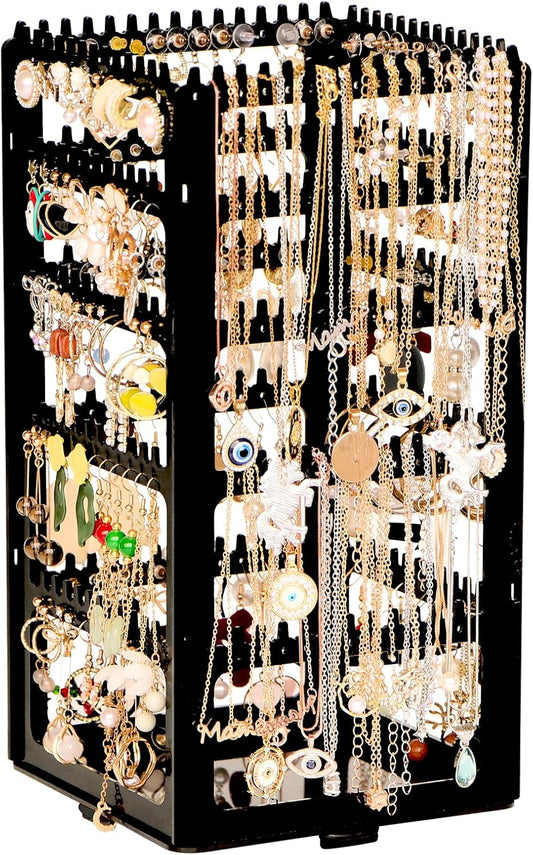 360 Rotating Earring Holder Organizer Stand,5 Tiers Acrylic Jewelry Organizers and Storage,228 Holes and 232 Grooves