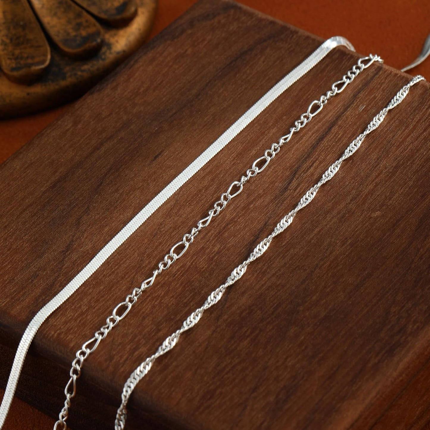 "DAINTY GOLD/SILVER LAYERED NECKLACES FOR WOMEN - 14K GOLD/STERLING SILVER PLATED PAPERCLIP CUBAN ROPE CHAIN, HYPOALLERGENIC NON-TARNISH JEWELRY GIFT"