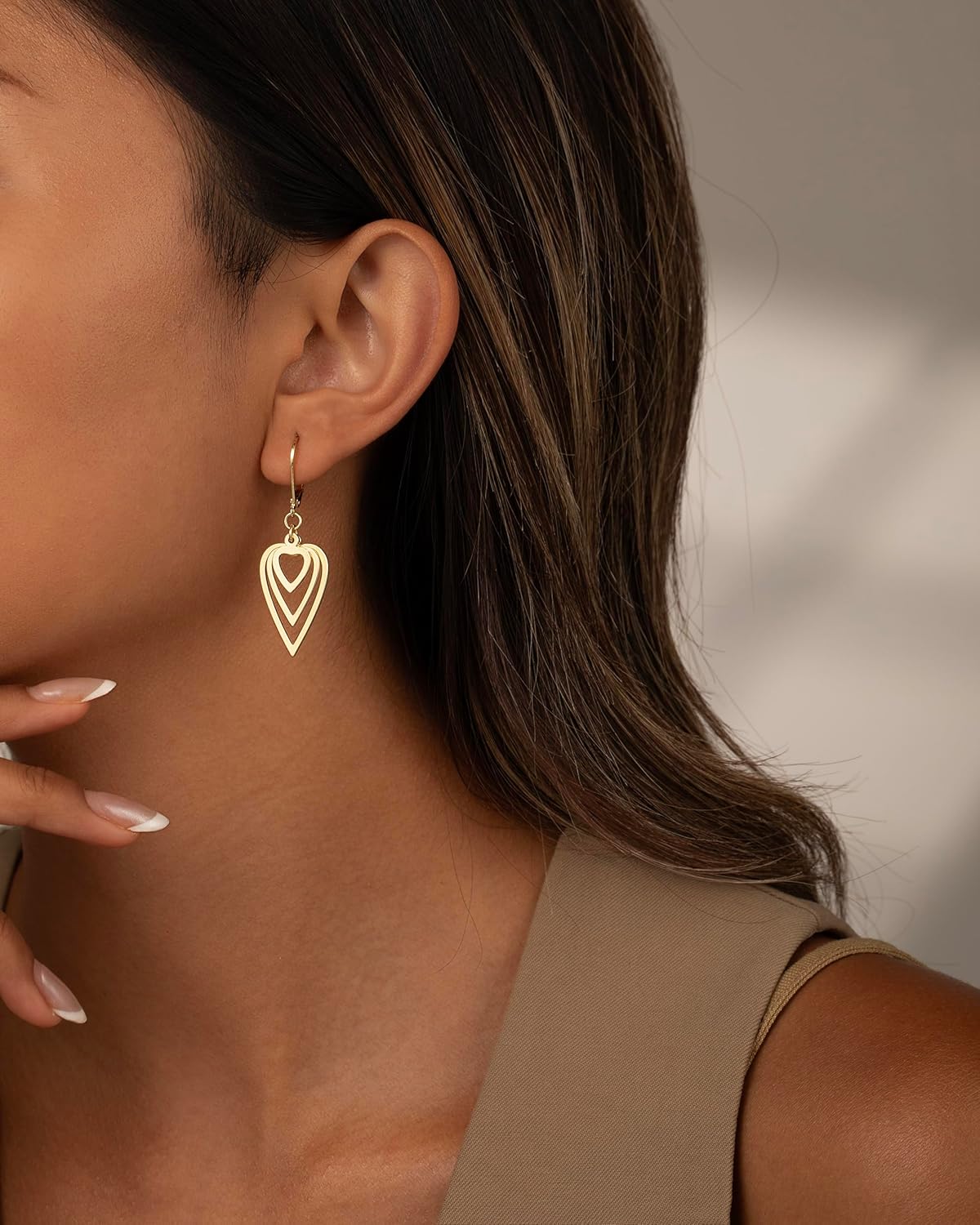 Gold Dangle Earrings for Women, 14K Gold Plated LightweightTeardrop Drop Earrings, Trendy Leverback Minimalist Jewelry for