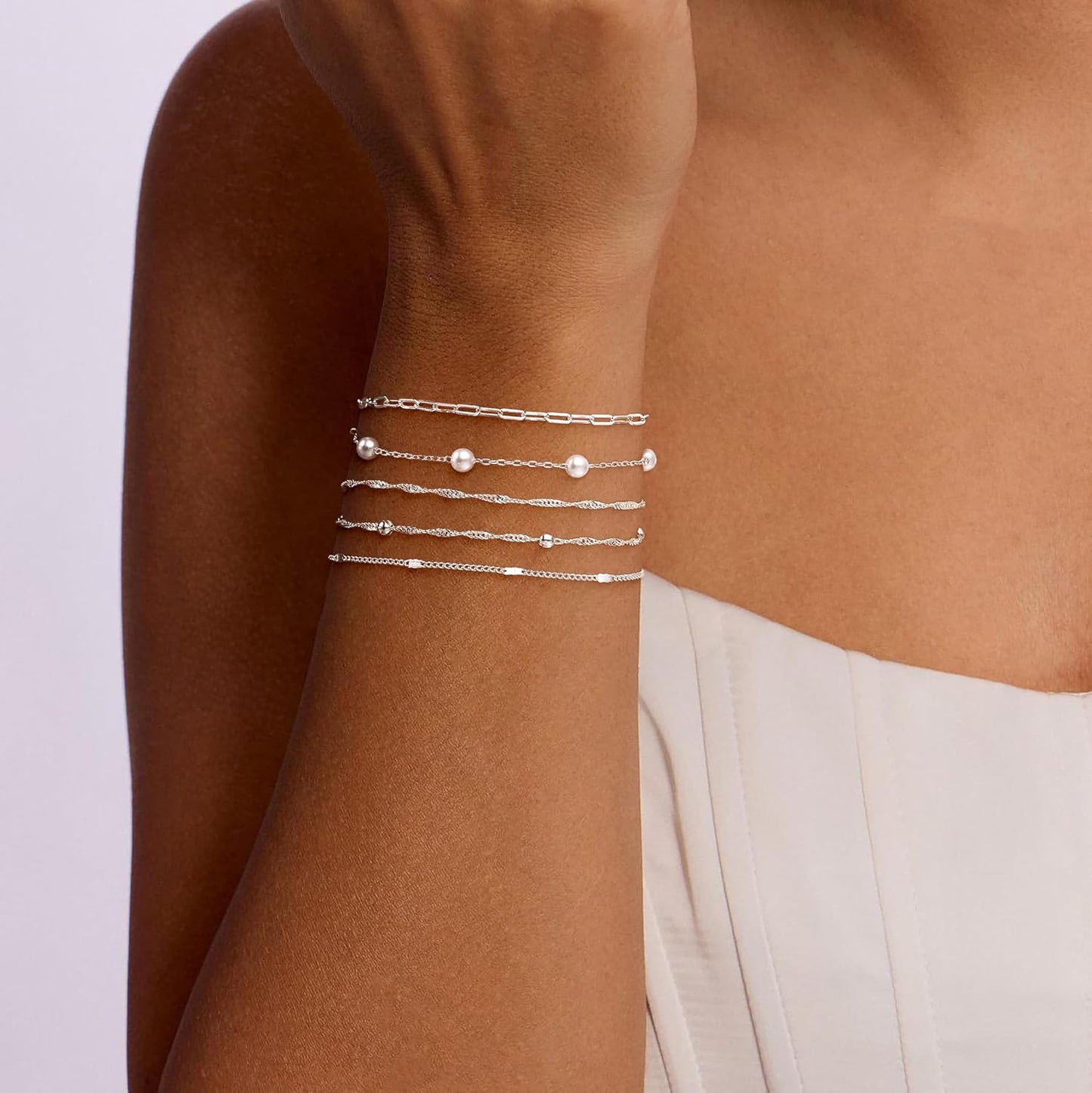 Gold Bracelets for Women, 14K Dainty Gold Plated Stackable Bracelets for Women Trendy Waterproof CZ Tennis Bracelet Set