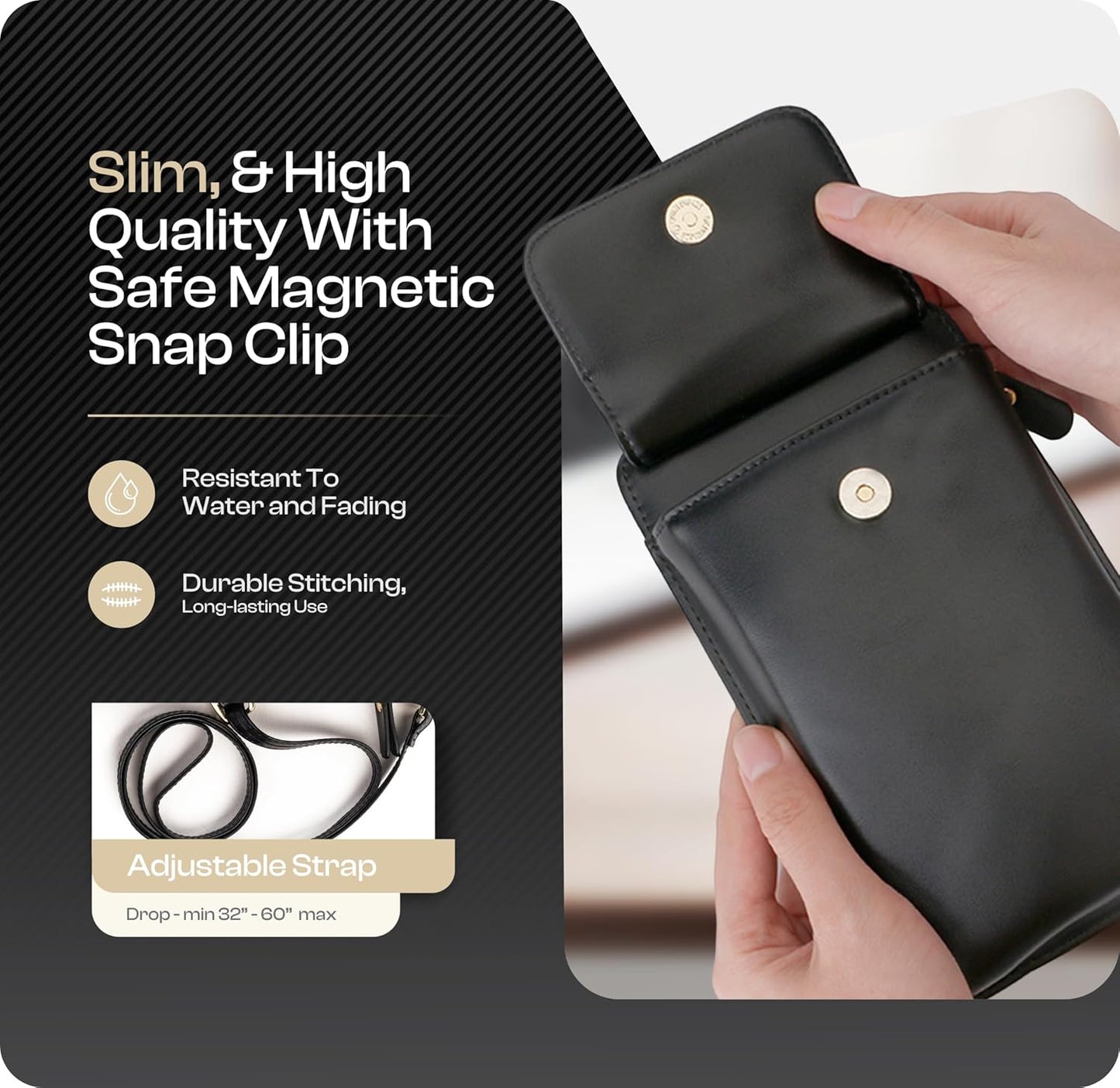 Crossbody Phone Purse for Women – RFID Phone Case Wallet w/Magnetic Closure