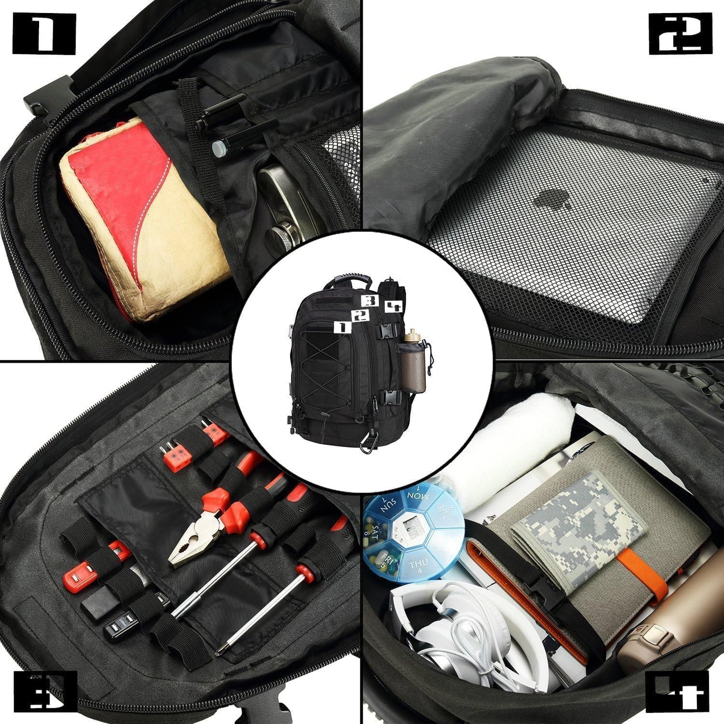Large Tactical Backpack for Men Military Backpack with DIY System