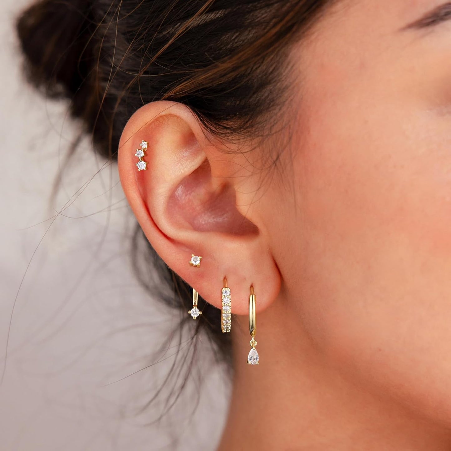 Gold Hoop Earrings for Women Trendy,14K Real Gold Plated Cute Stud Earrings Small Huggie Hoop Earrings non tarnish Jewelry for Women
