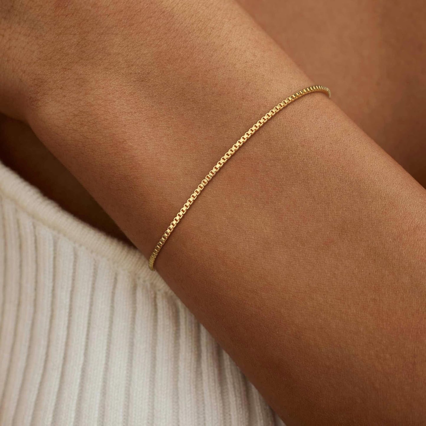 Gold Bracelets for Women Trendy, 14K Real Gold Plated Dainty Stackable Pearl Snake Chain CZ Heart Pendant Bracelets Adjustable 6"+2"