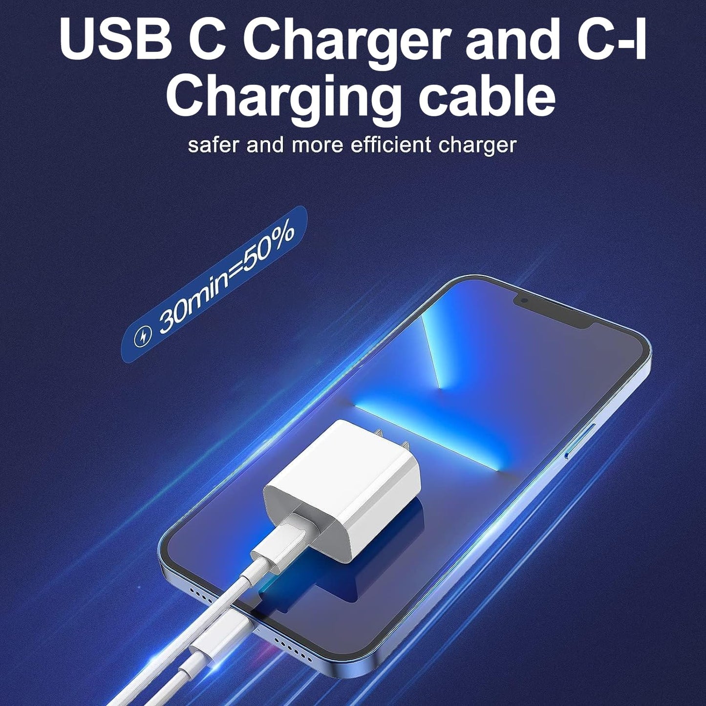 OMOMMD iPhone Charger Fast Charging 2 Pack Type C Wall Charger Block with 2 Pack [6FT&10FT] Long USB C to Lightning Cable for iPhone 14/13/12/12 Pro Max/11/Xs Max/XR/X,AirPods Pro