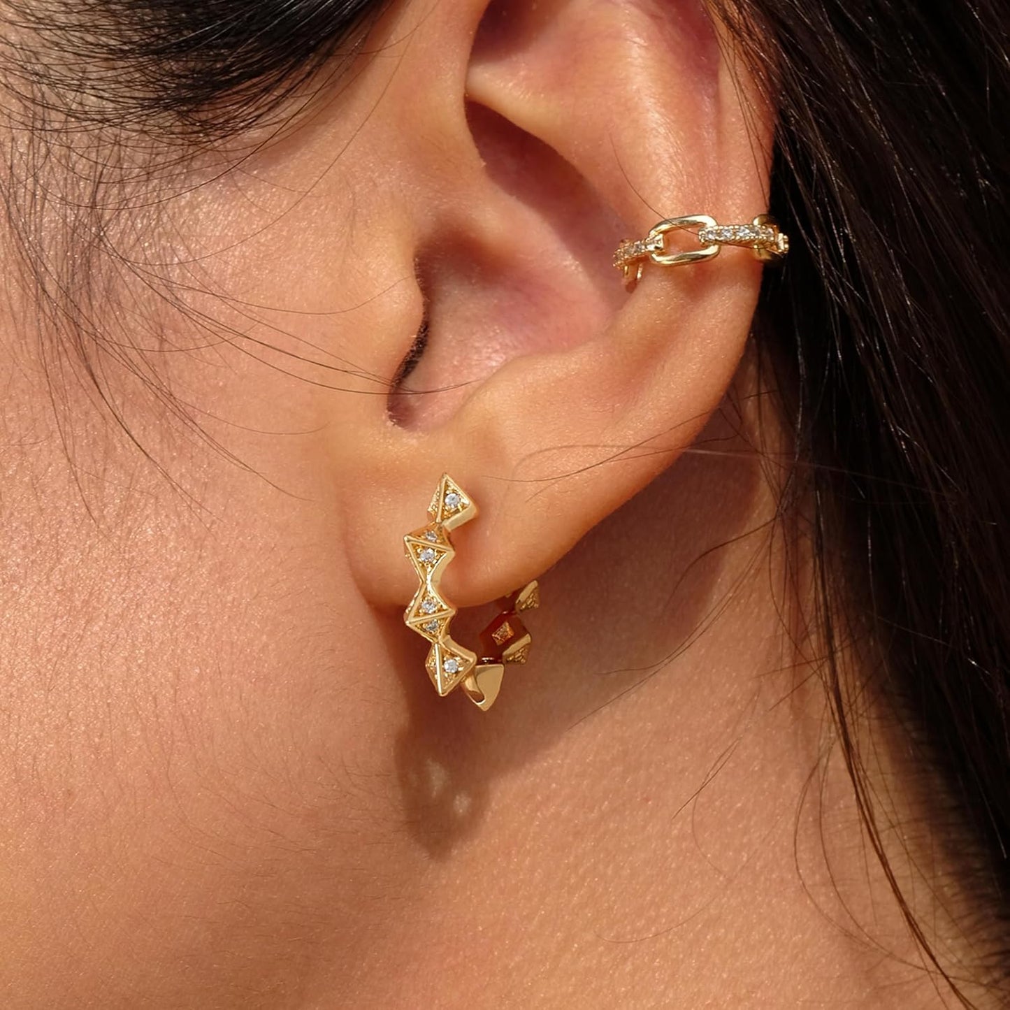 Cubic Zirconia Huggie Earrings 14k Gold Plated Tiny Earrings Small Huggie Hoop Earrings Simple Lightweight Hoops Gift for Women