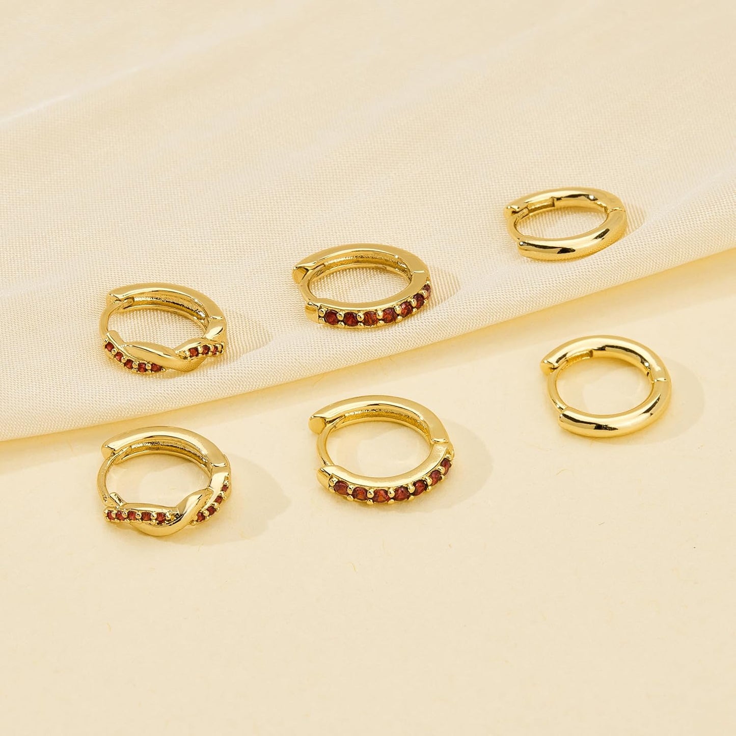 Inerney Gold Huggie Hoop Earrings Set for Women, Dainty Small Sterling Silver Earring Stacks Hypoallergenic Jewelry for Multiple Piercings