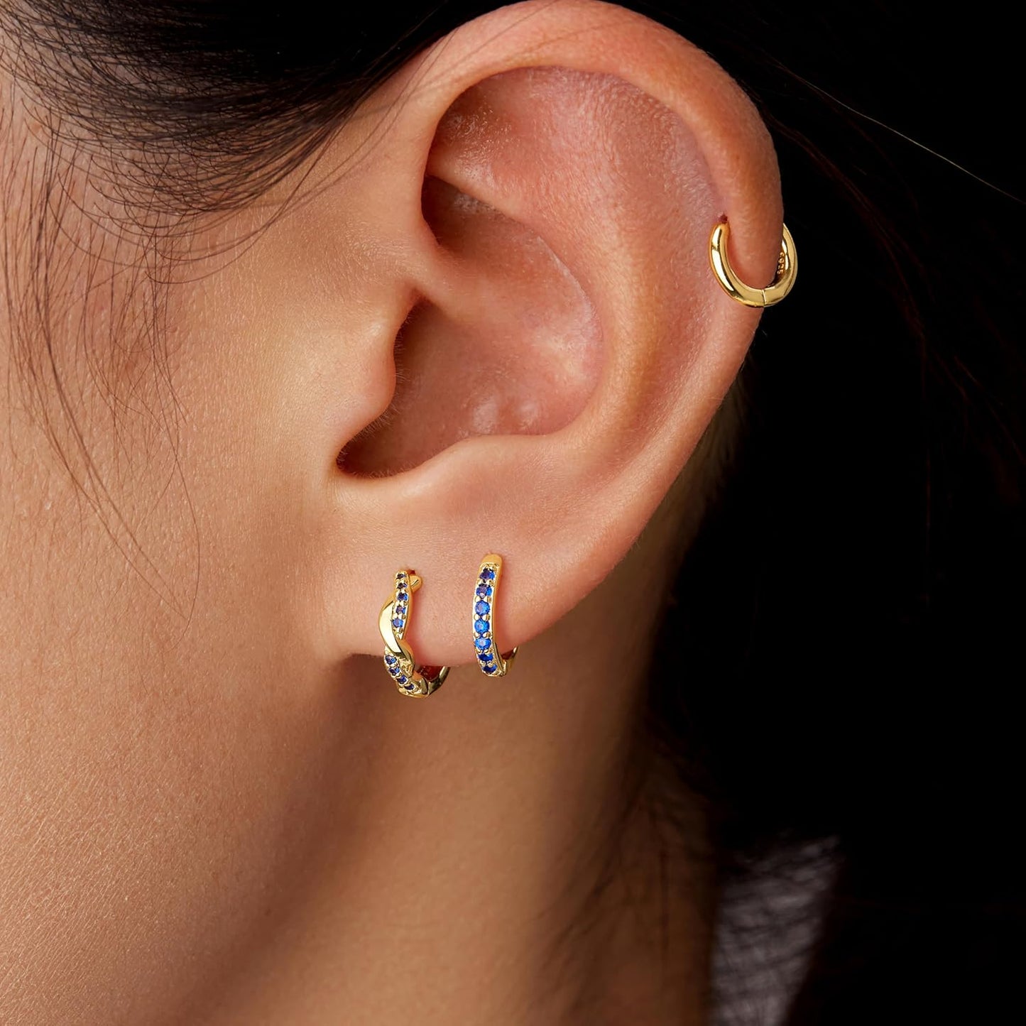Inerney Gold Huggie Hoop Earrings Set for Women, Dainty Small Sterling Silver Earring Stacks Hypoallergenic Jewelry for Multiple Piercings