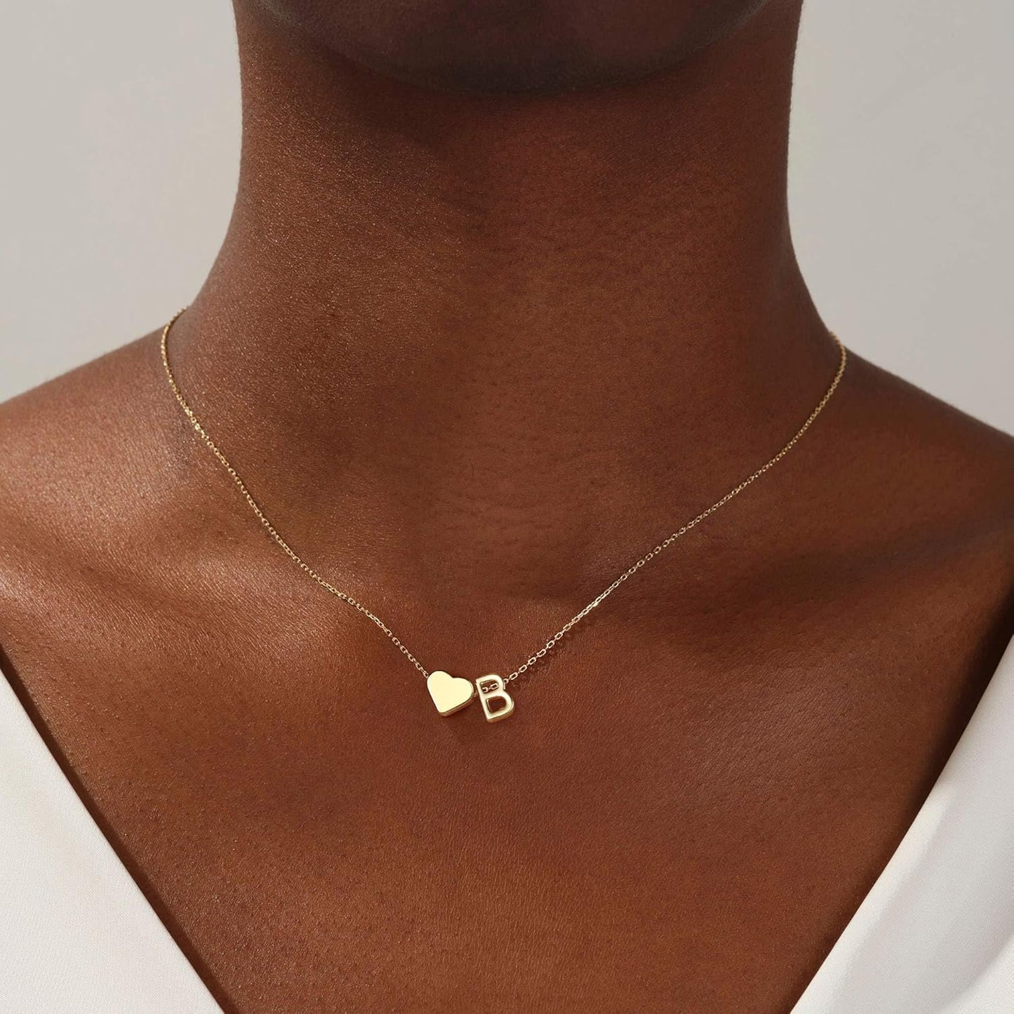 Initial Necklace - 18K Gold Plated Heart Pendant with A-Z Letters, Dainty Birthday Gift for Women and Teen Girls