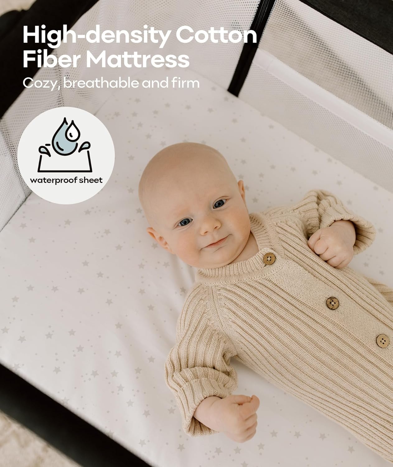 Bassinet Bedside Sleeper with Wheels and Storage Tray,4-Sided Mesh  Easy Folding Bedside Crib