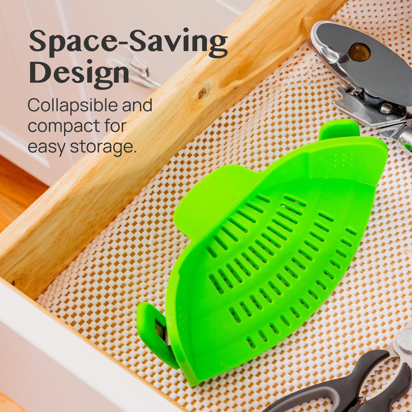 Collapsible Silicone Pasta Strainer and Kitchen Gadget for Cooking