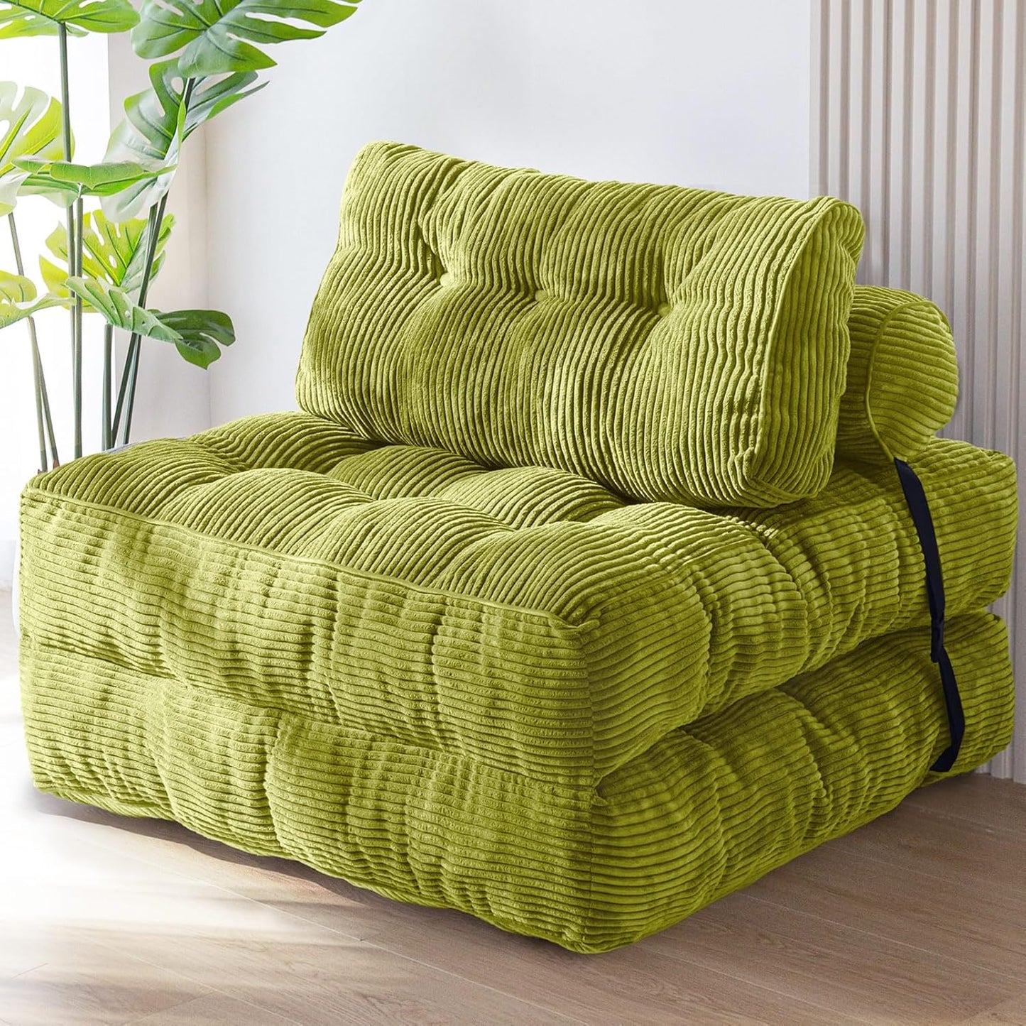 Convertible Folding Sofa Bed - Single Sleeper Chair with Pillow and Back Support, Portable Fold Out Lounge