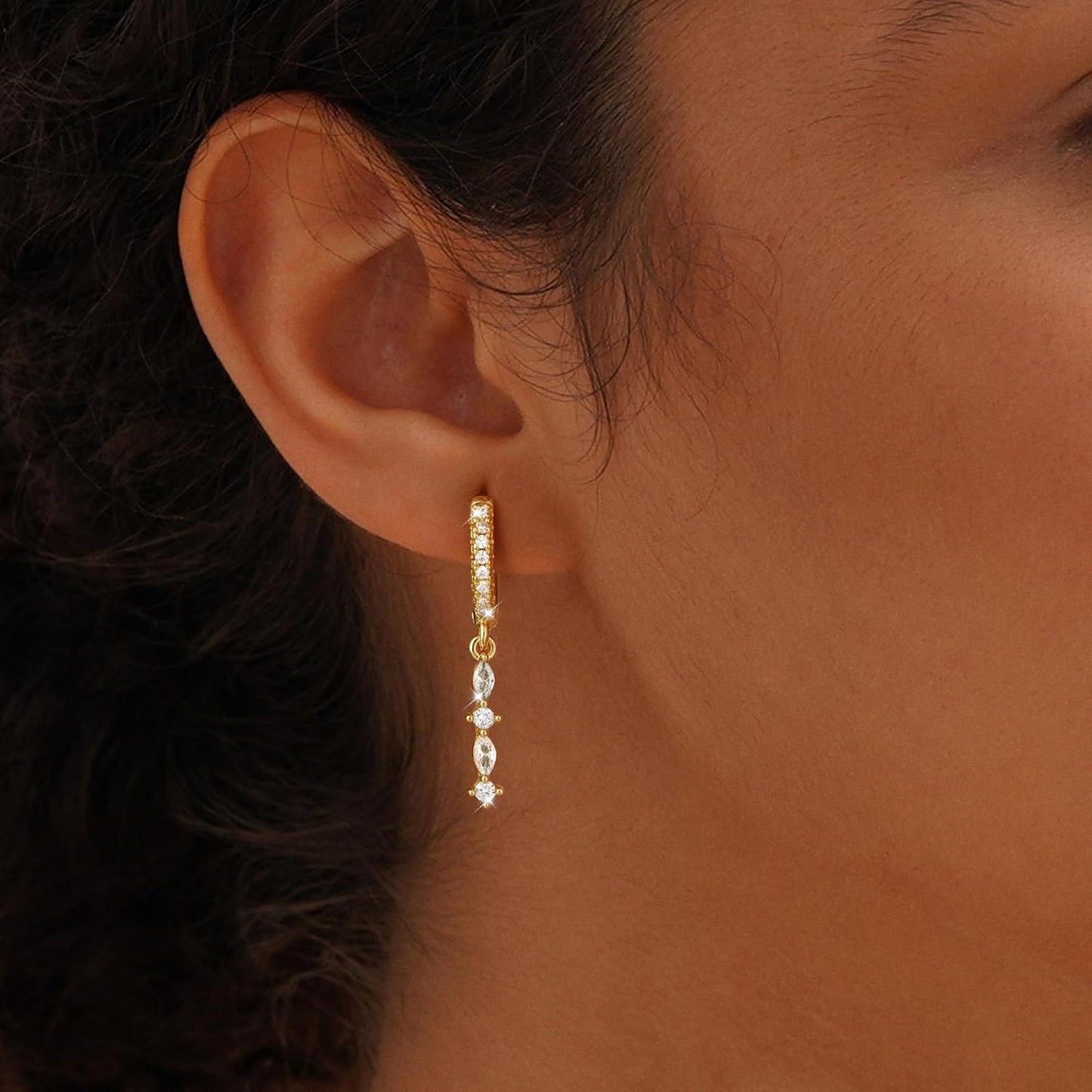 Dangle Earrings for Women 14K Gold Plated Dangly Dangling Earrings Dainty Trendy Drop Hypoallergenic Square