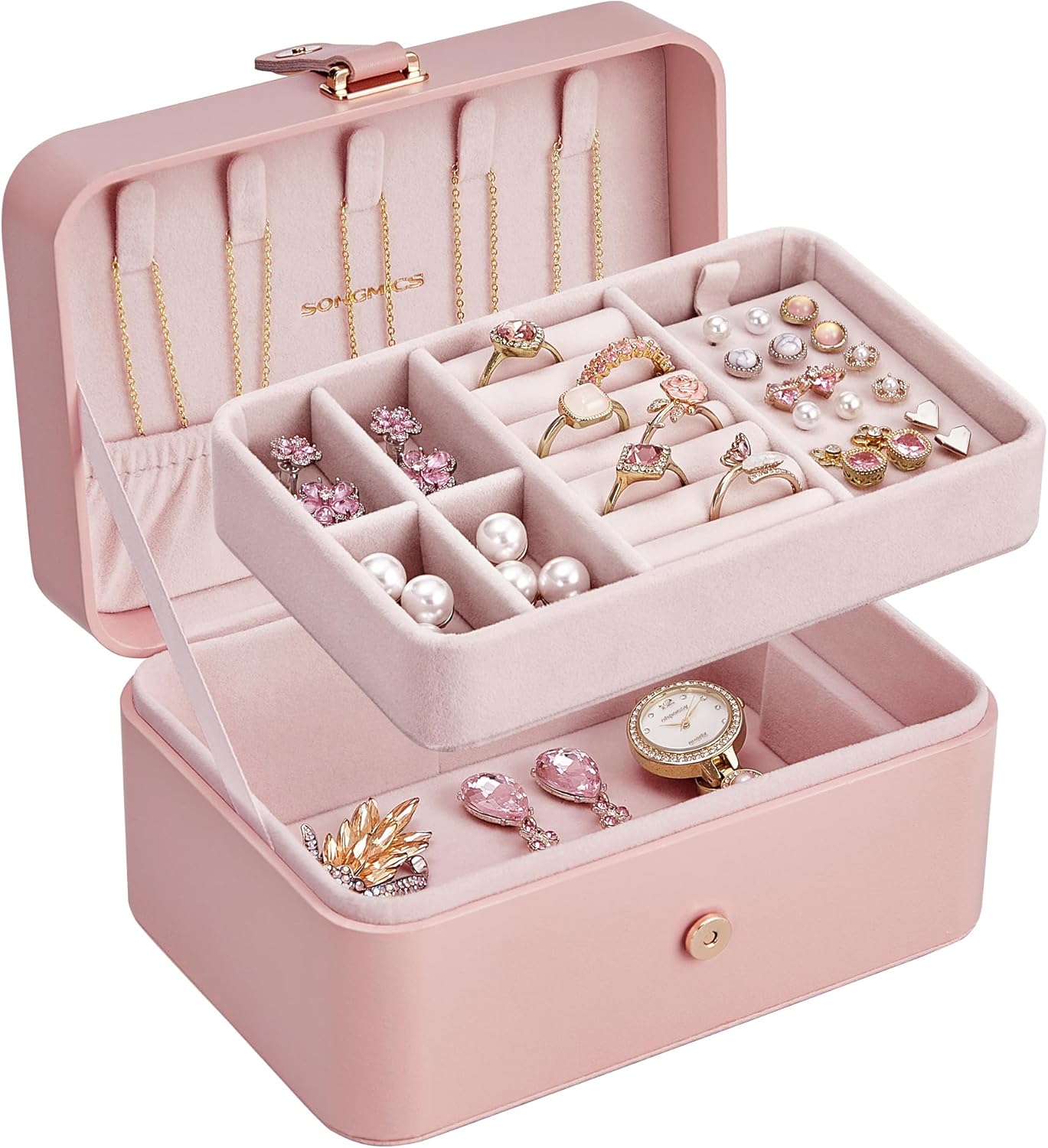 Travel Jewelry Case, 2-Layer Jewelry Holder Organizer, Portable Versatile Earring Storage