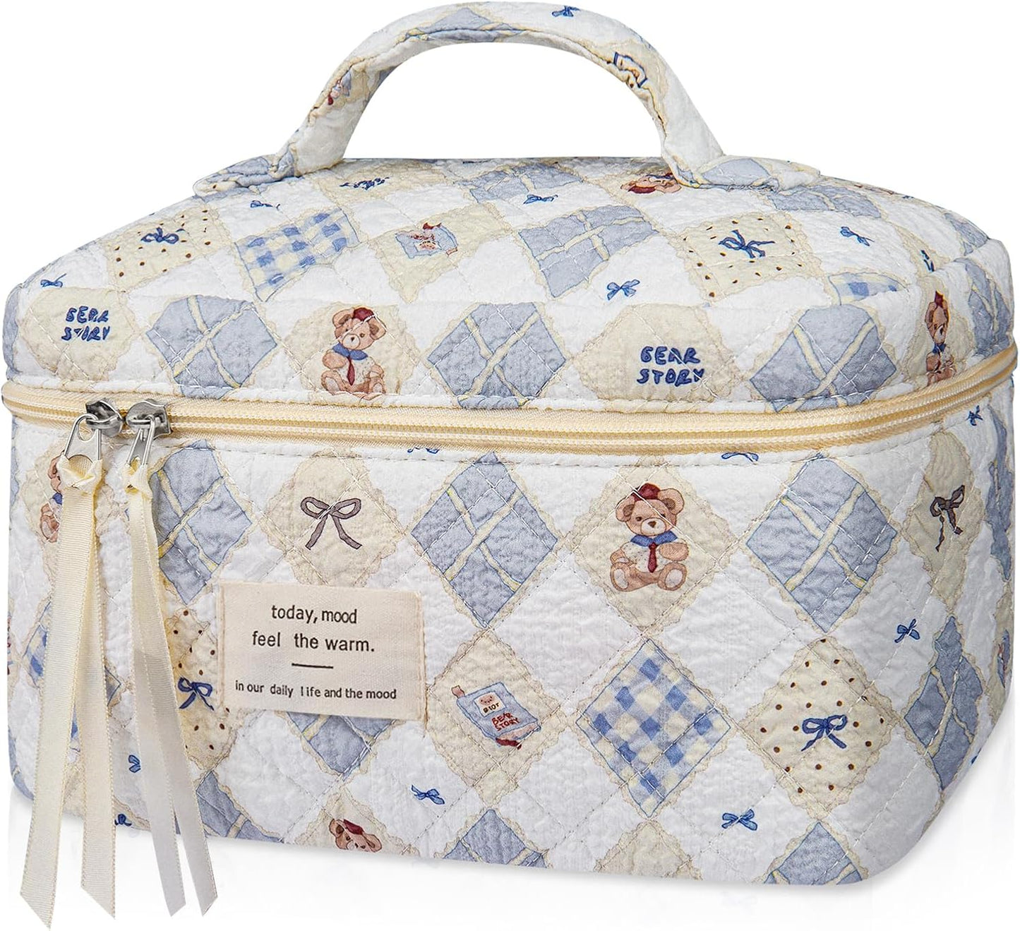 Large Makeup Bag, Cute Cosmetic Bag for Women Girls, Floral Coquette Aesthetic Toiletry Bag, Travel Make Up Organizer Bag (BDLH)
