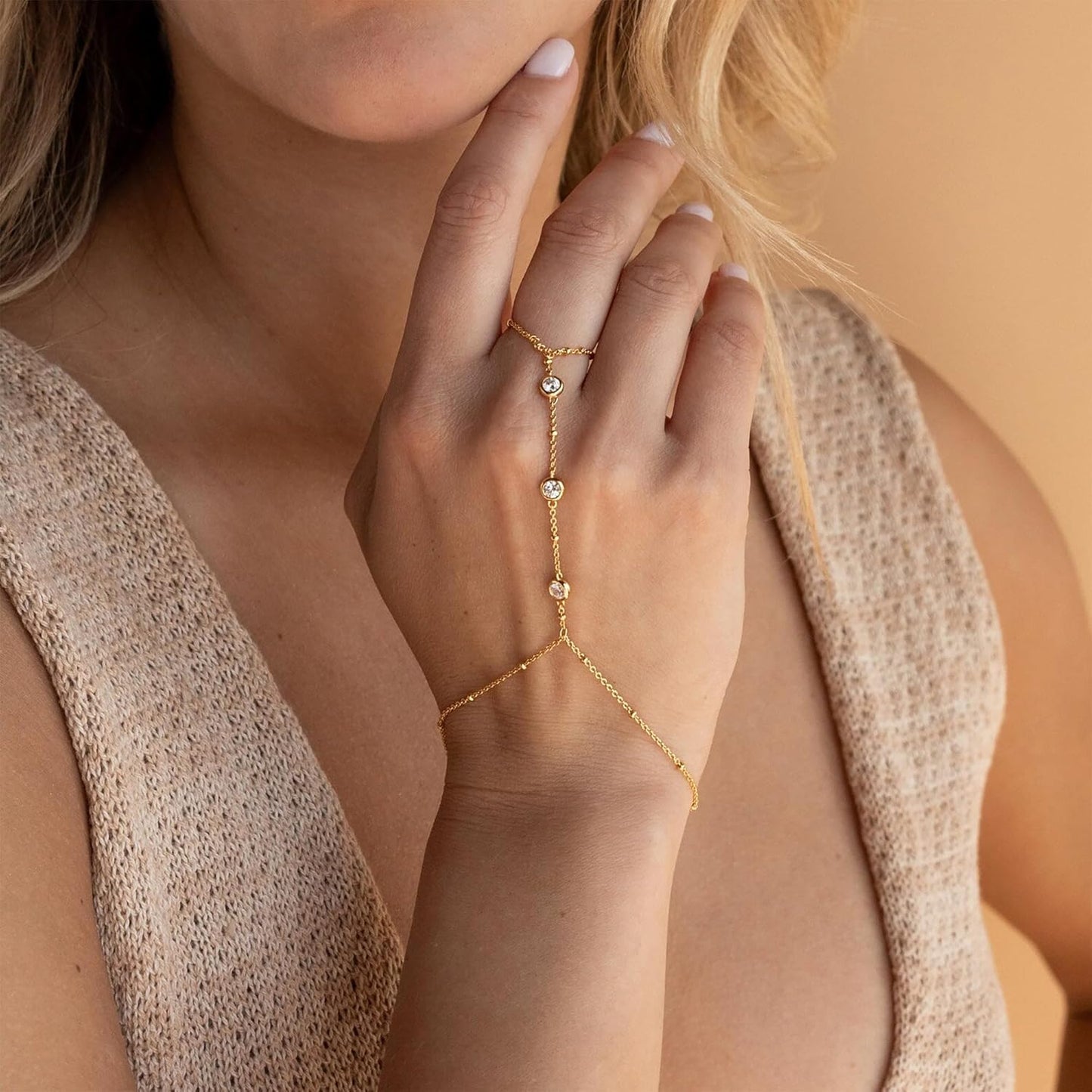 Gold Bracelets for Women Waterproof, 14K Real Gold Jewelry Sets Trendy Thin Dainty Stackable Cuban Link