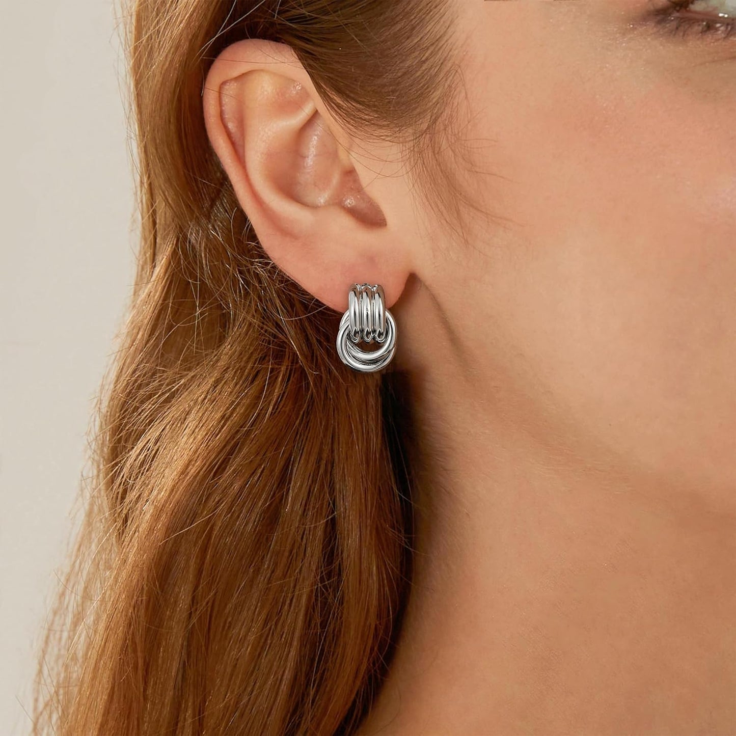 Trendy Gold Plated Knot Earrings for Women Chunky Statement Drop Dangle Earrings Lightweight Fashion Accessories Gold Jewelry