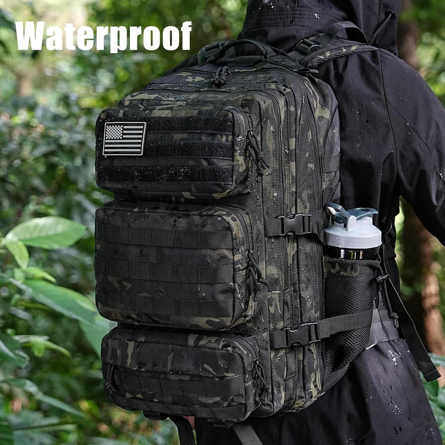 Military Tactical Backpack 50L  Molle Army Bug Out Bag Water Resistant and Heavy Duty Hiking