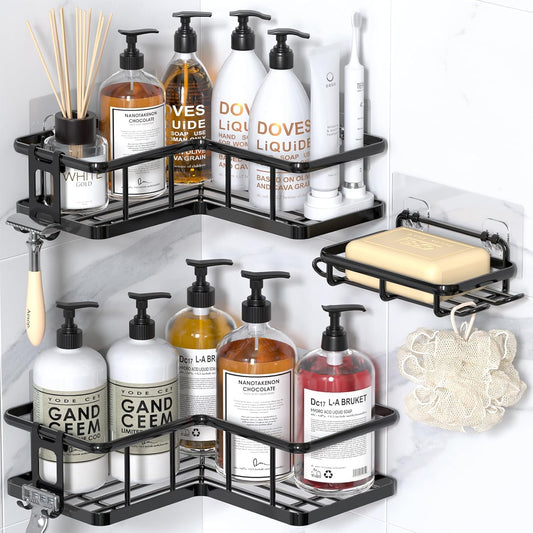 Shower Caddy Corner, 3-Pack Adhesive Rustproof Stainless Steel Shower Shelves, No Drilling