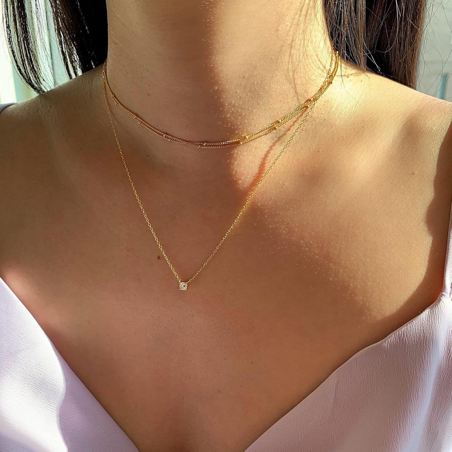 Diamond Choker Necklace for Women: Dainty 14K Gold/Sterling Silver Gold Plated CZ Jewelry, Trendy Gift
