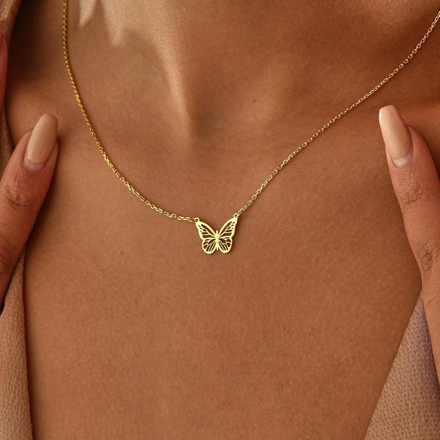 14K Gold Plated Dainty Butterfly Baseball Compass Shell Starfish Infinity Airplane Volleyball Sun Bird Heart Turtle Bow Crown Necklace Simple Jewelry