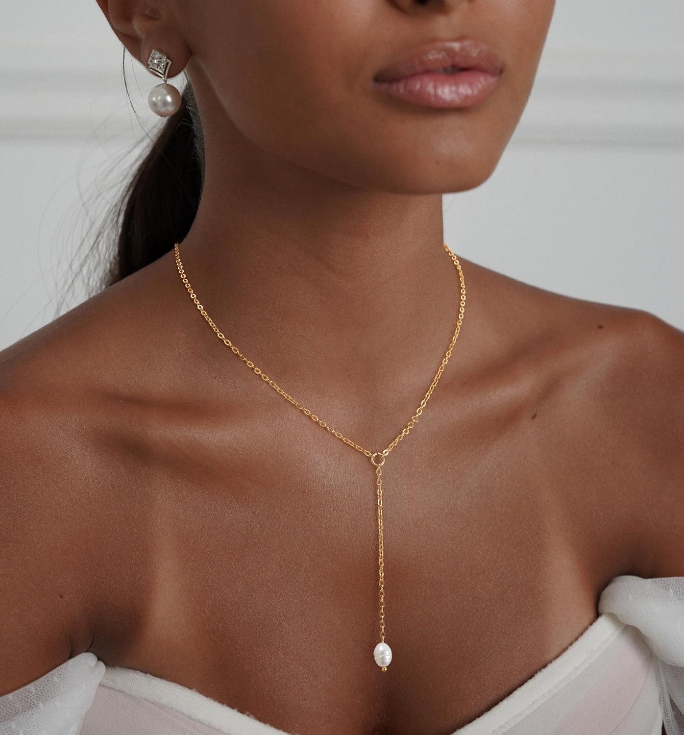 Dainty Y-Shape Lariat Body Chain: 14K Gold Plated Non-Tarnish Layered Necklace & Choker Set for Women